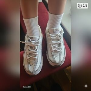 Nike  Big Kids White and Gray Sneakers